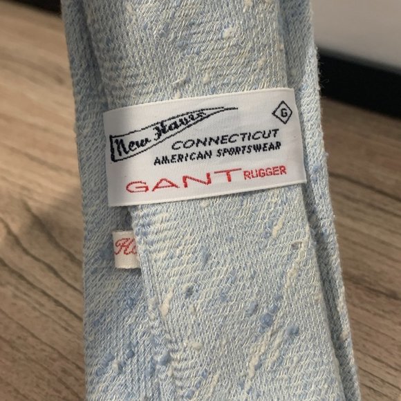 GANT Rugger Blue White Linen Neck Tie - Picture 5 of 9